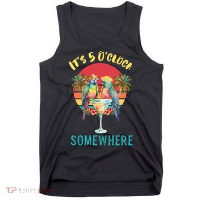 Funny It's 5 O’clock Somewhere Parrot Drinking Tank Top