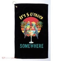 Funny It's 5 O’clock Somewhere Parrot Drinking Golf Towel thumb 0