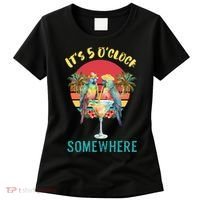 Funny It's 5 O’clock Somewhere Parrot Drinking Women's T-Shirt thumb 0