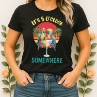 Funny It's 5 O’clock Somewhere Parrot Drinking Women's T-Shirt thumb 2