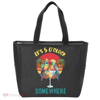 Funny It's 5 O’clock Somewhere Parrot Drinking Tote Bag