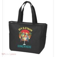 Funny It's 5 O’clock Somewhere Parrot Drinking Tote Bag thumb 3