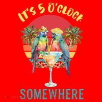 Funny It's 5 O’clock Somewhere Parrot Drinking Santa Hat thumb 1