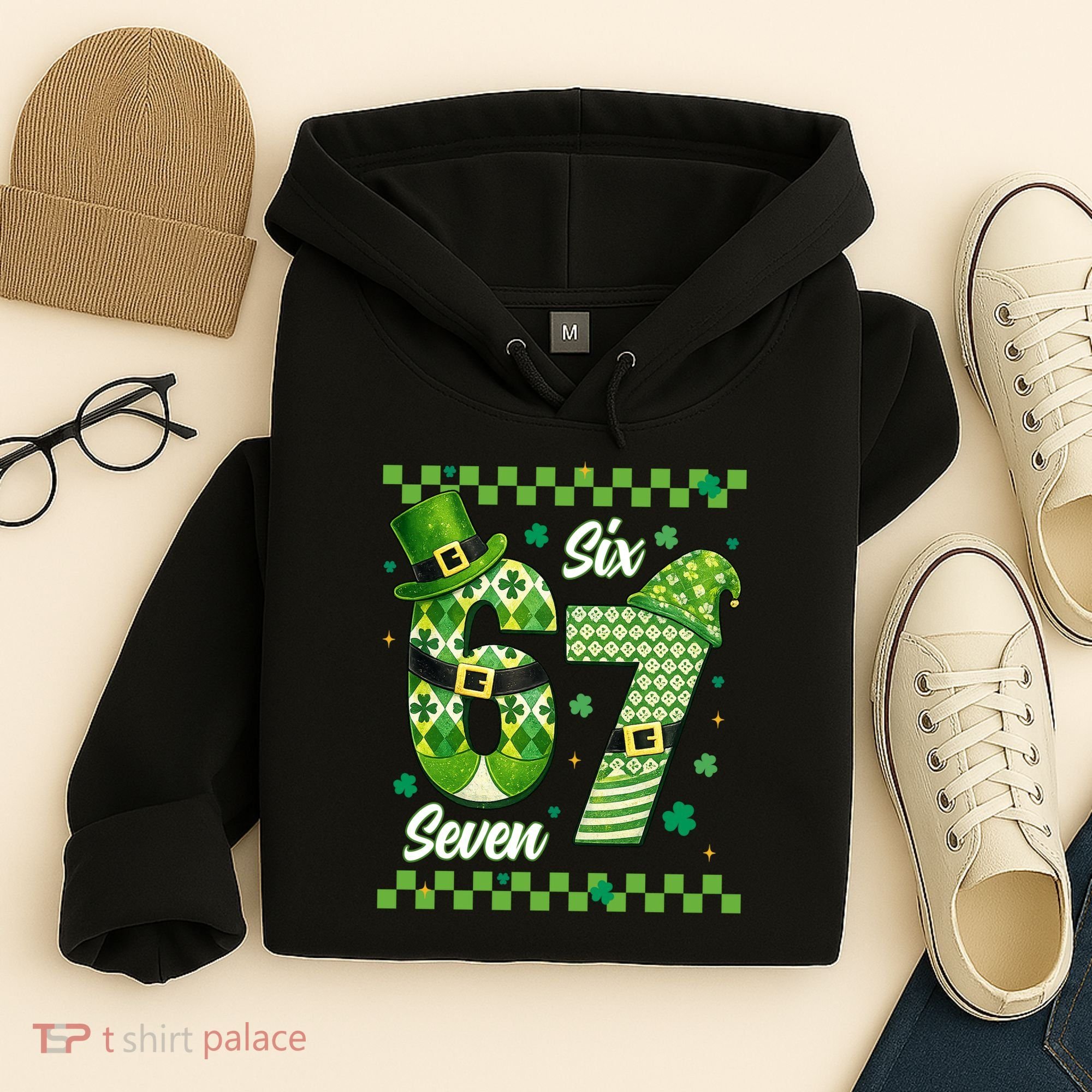 Funny Irish 67 Six Seven 6-7 Meme Happy St Patrick's Day Hoodie