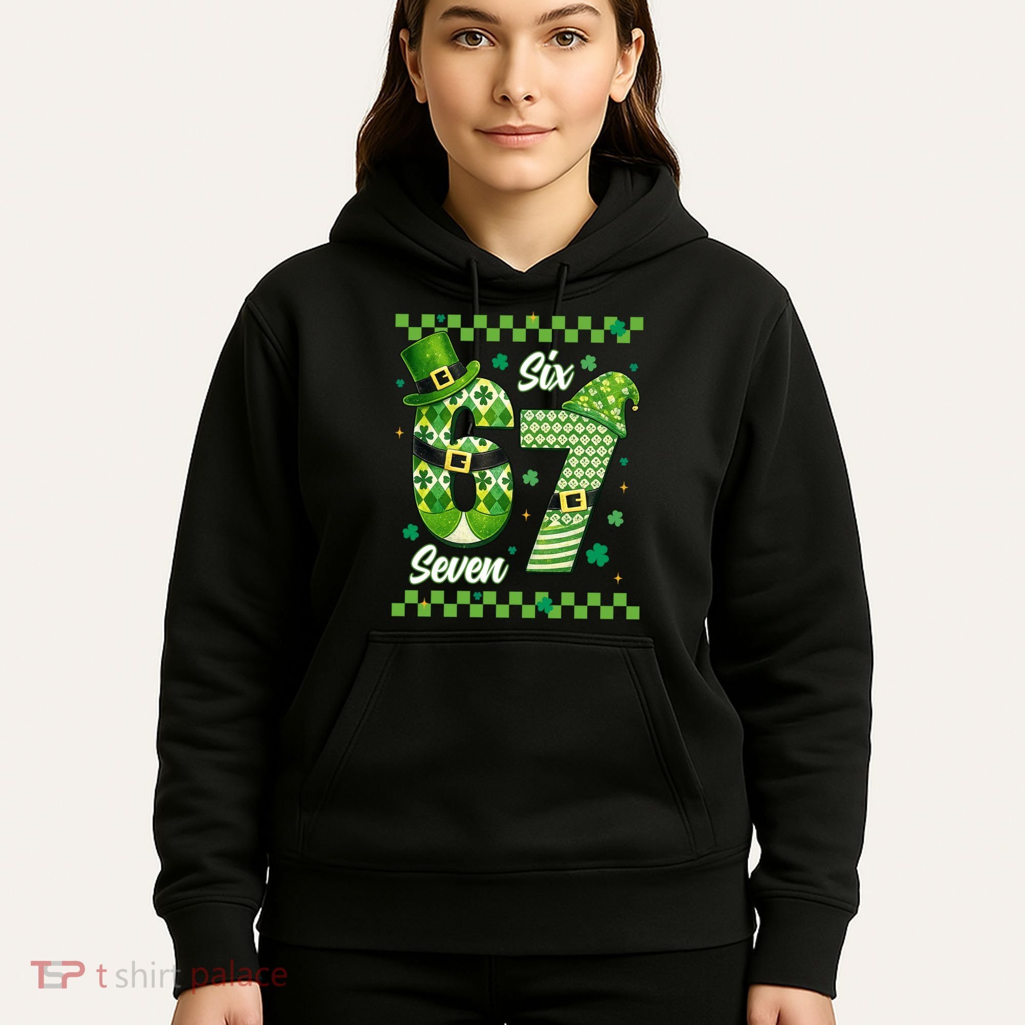 Funny Irish 67 Six Seven 6-7 Meme Happy St Patrick's Day Hoodie