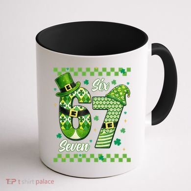 Funny Irish 67 Six Seven 6-7 Meme Happy St Patrick's Day Coffee Mug back