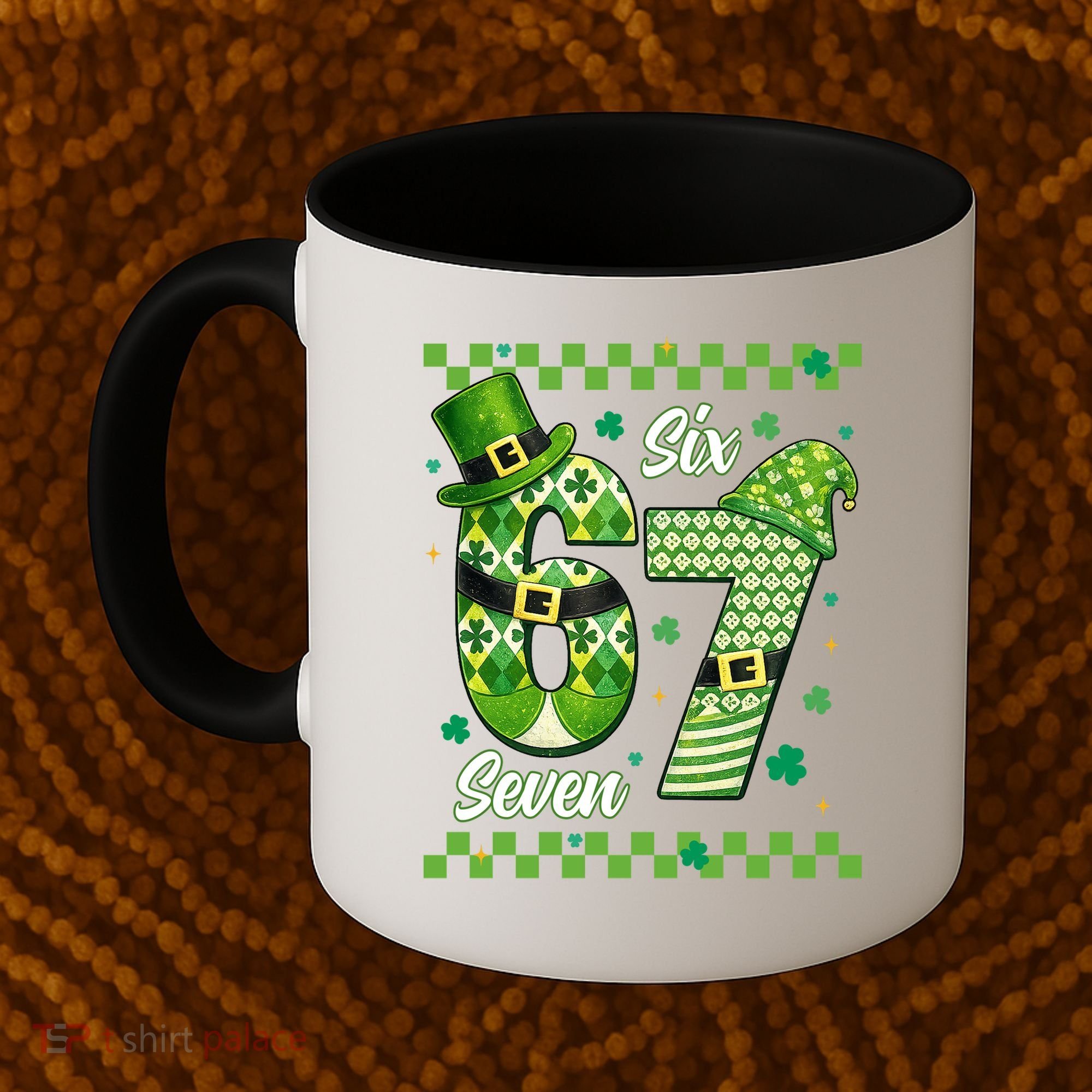 Funny Irish 67 Six Seven 6-7 Meme Happy St Patrick's Day Coffee Mug