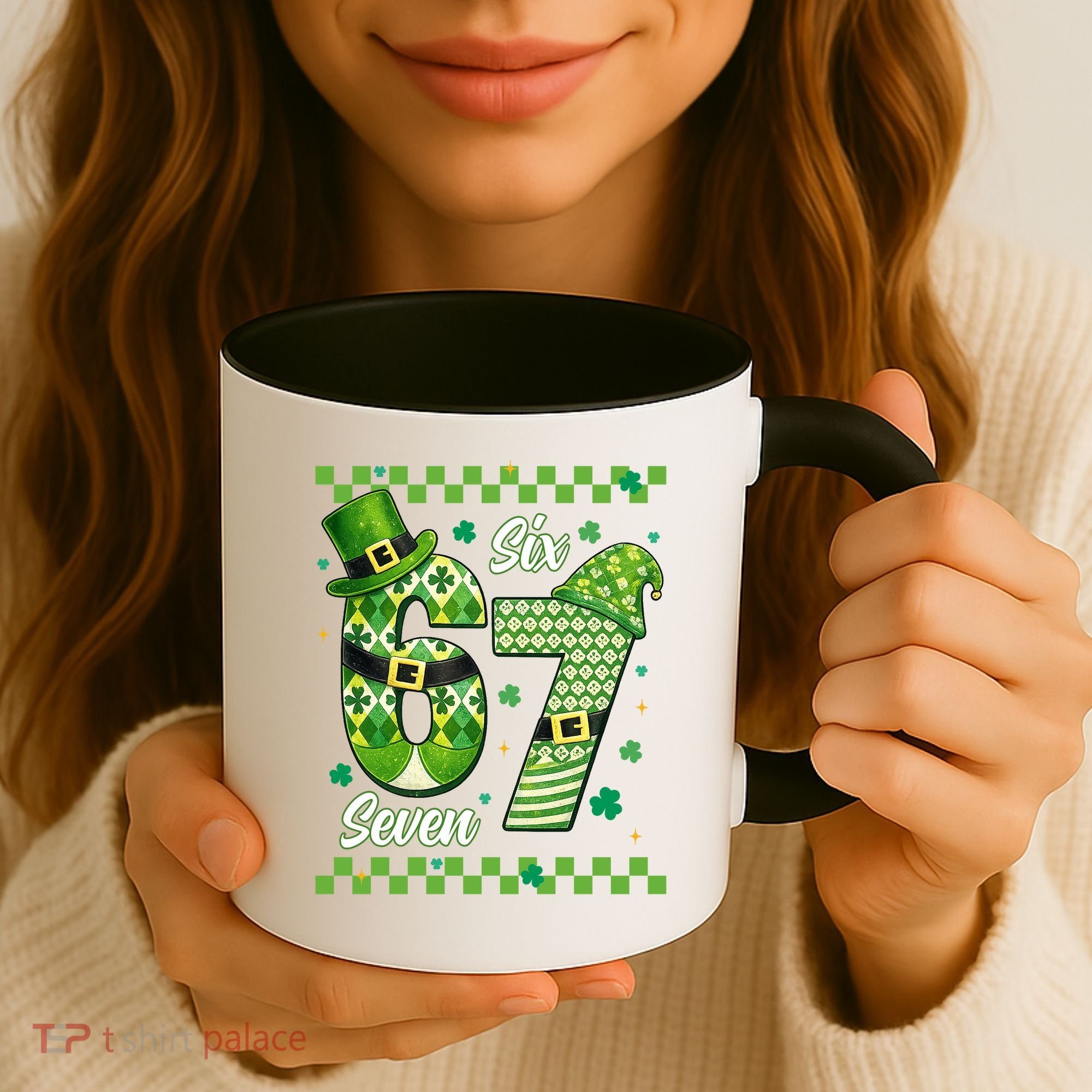 Funny Irish 67 Six Seven 6-7 Meme Happy St Patrick's Day Coffee Mug