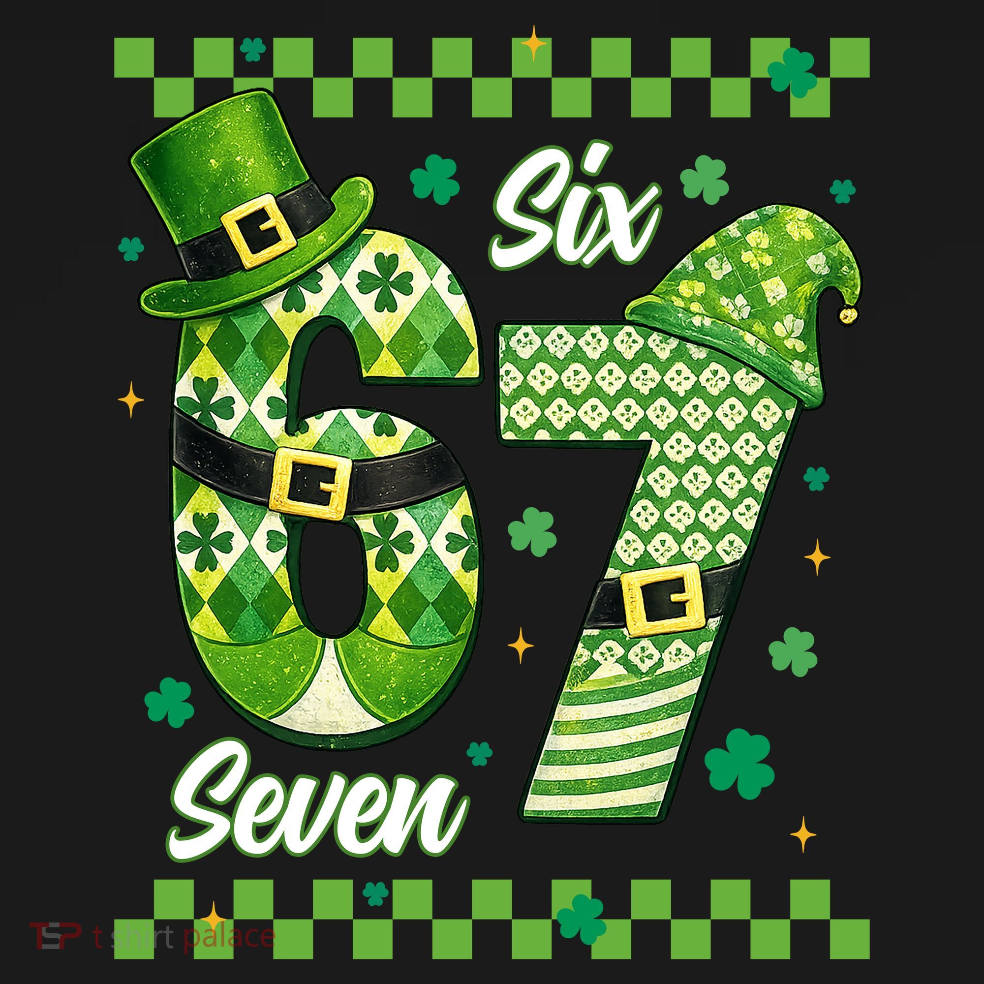 Funny Irish 67 Six Seven 6-7 Meme Happy St Patrick's Day Women's Hoodie
