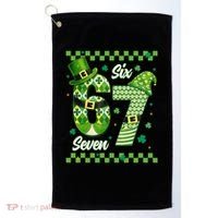 Funny Irish 67 Six Seven 6-7 Meme Happy St Patrick's Day Golf Towel thumb 0