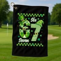 Funny Irish 67 Six Seven 6-7 Meme Happy St Patrick's Day Golf Towel thumb 1