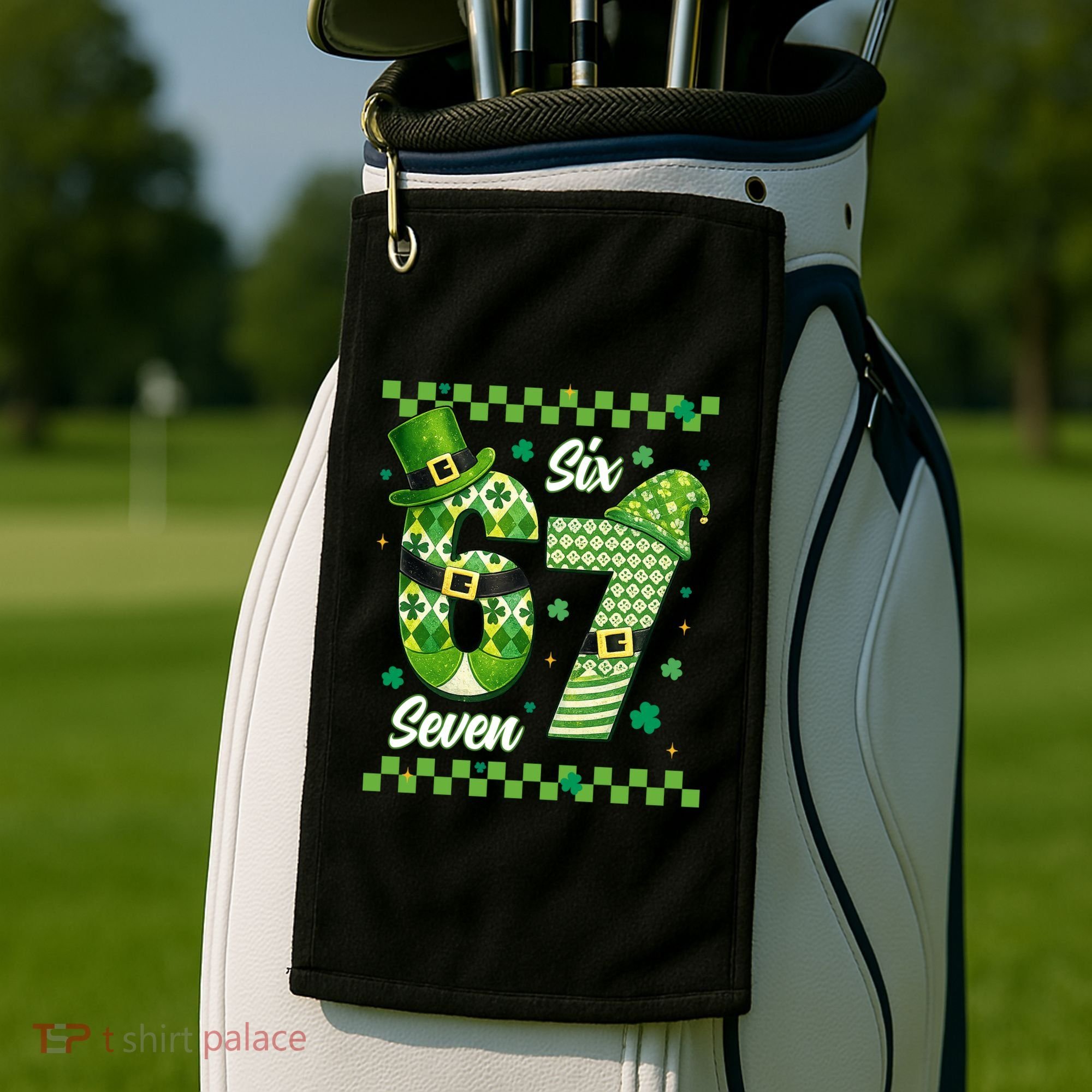 Funny Irish 67 Six Seven 6-7 Meme Happy St Patrick's Day Golf Towel