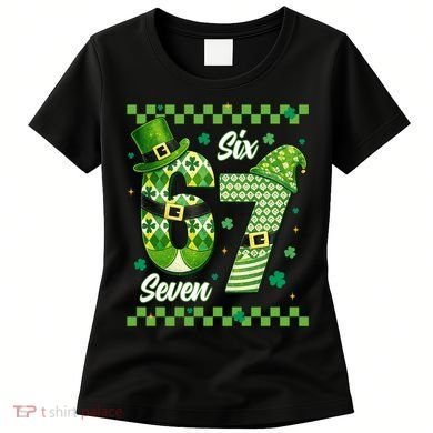Funny Irish 67 Six Seven 6-7 Meme Happy St Patrick's Day Women's T-Shirt