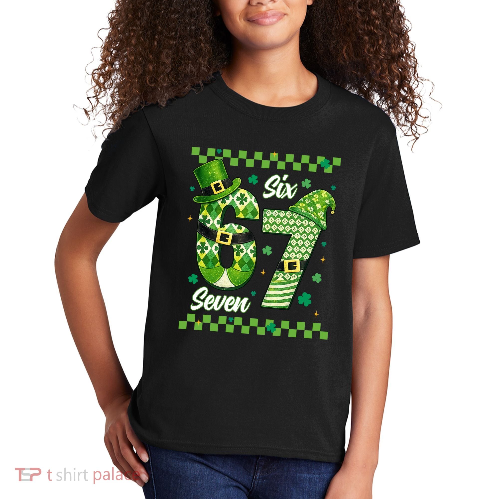 Funny Irish 67 Six Seven 6-7 Meme Happy St Patrick's Day Kids T-Shirt