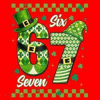 Funny Irish 67 Six Seven 6-7 Meme Happy St Patrick's Day Santa Hat thumb 1