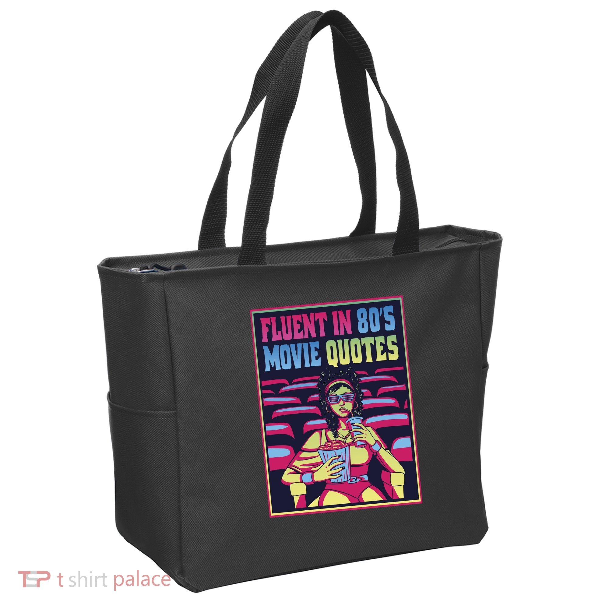Fluent In 80s Movie Quotes Retro Tote Bag
