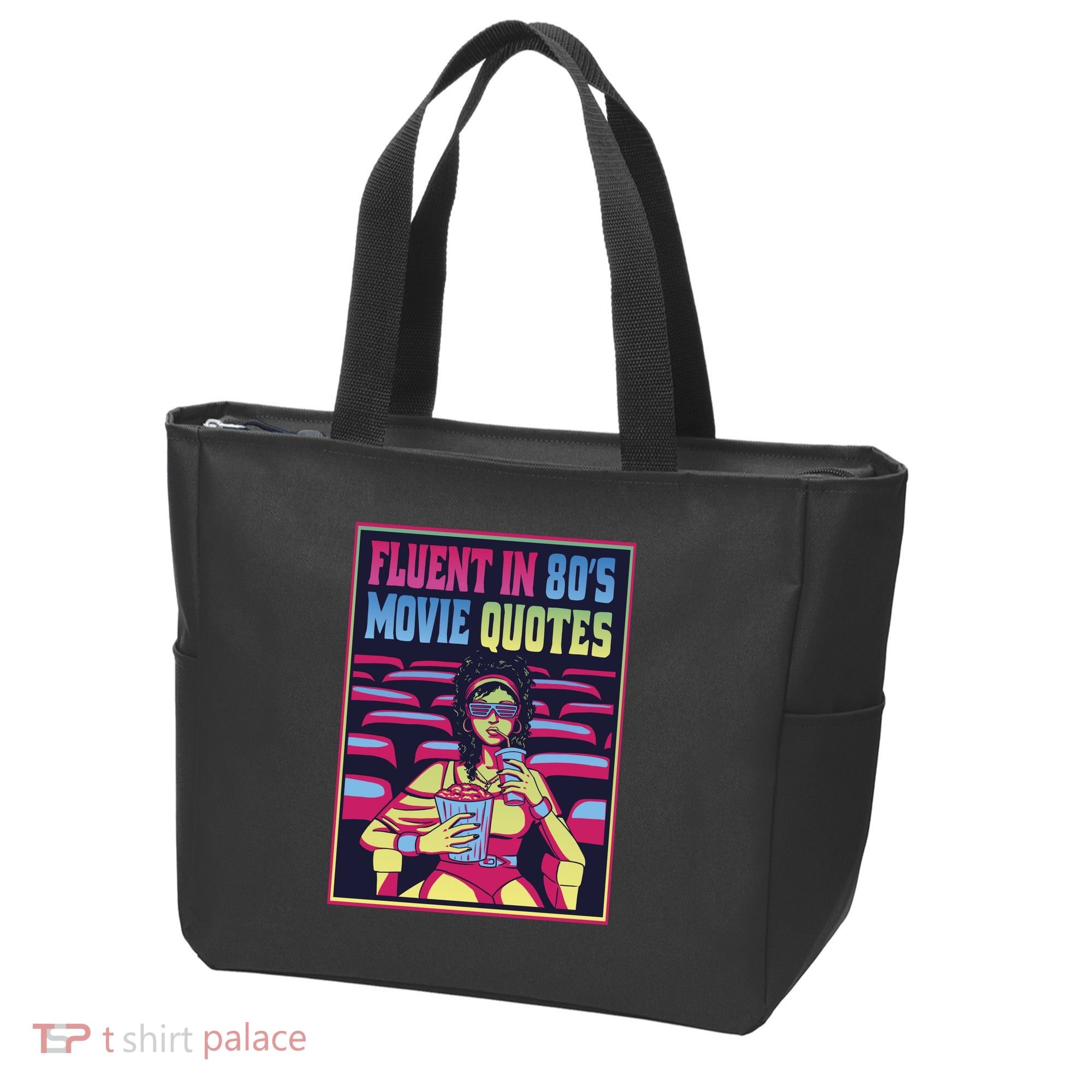 Fluent In 80s Movie Quotes Retro Tote Bag