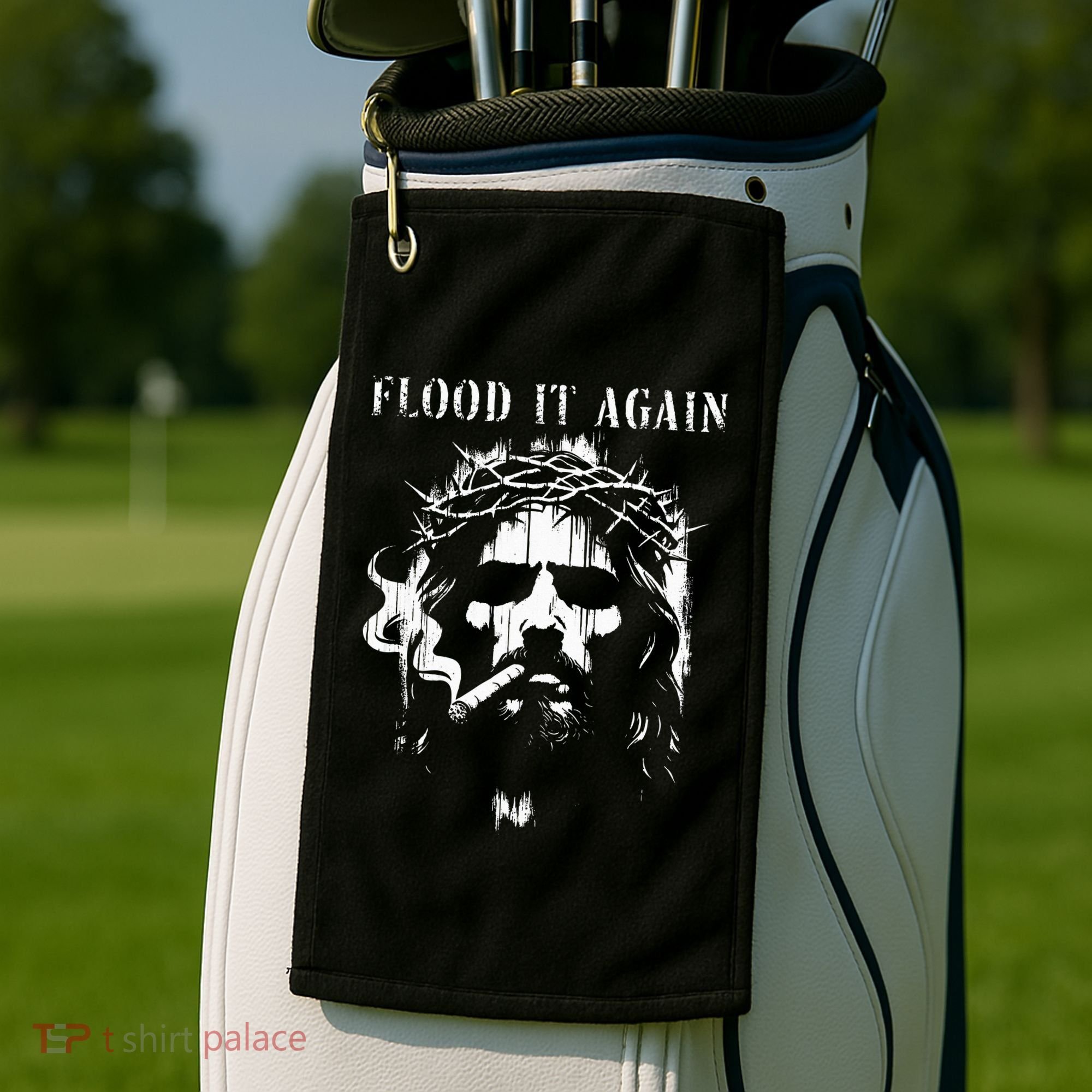 Flood It Again Funny Saying Boss Jesus Meme Lover Golf Towel