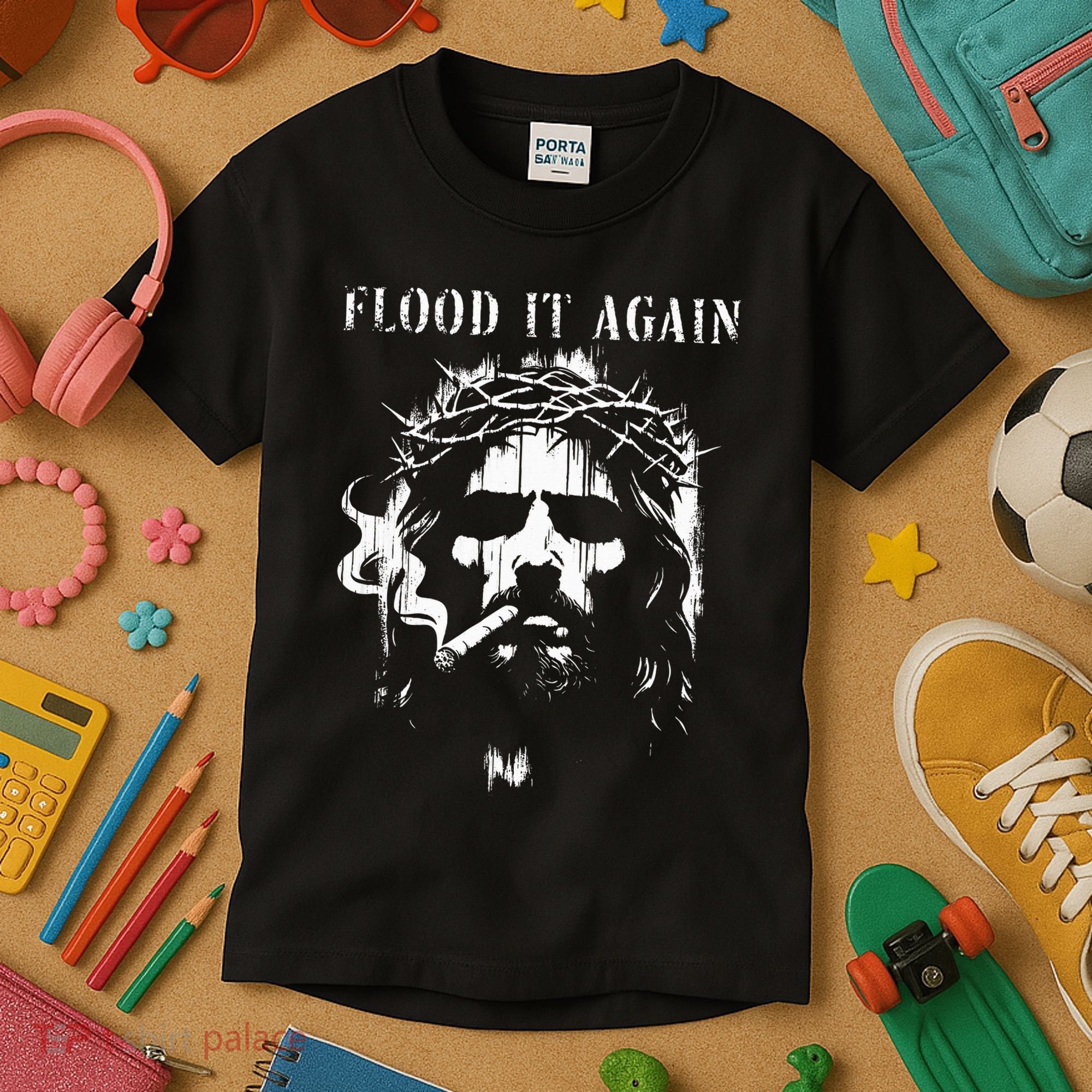 Flood It Again Funny Saying Boss Jesus Meme Lover Kids T-Shirt