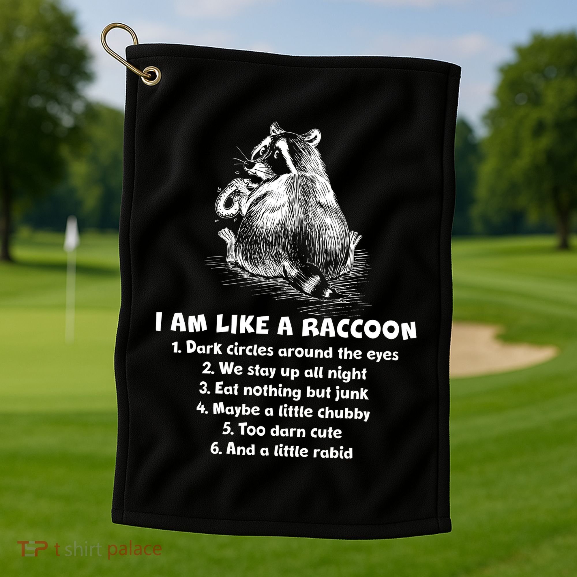 Funny I Am Like A Raccoon Golf Towel
