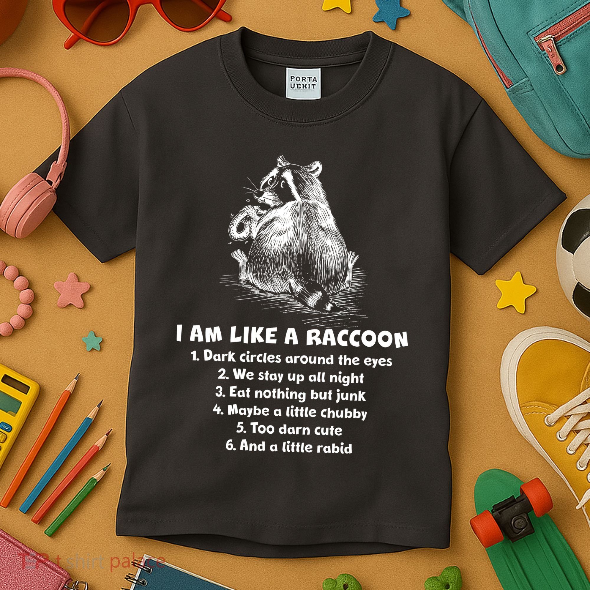 Funny I Am Like A Raccoon Kids T-Shirt