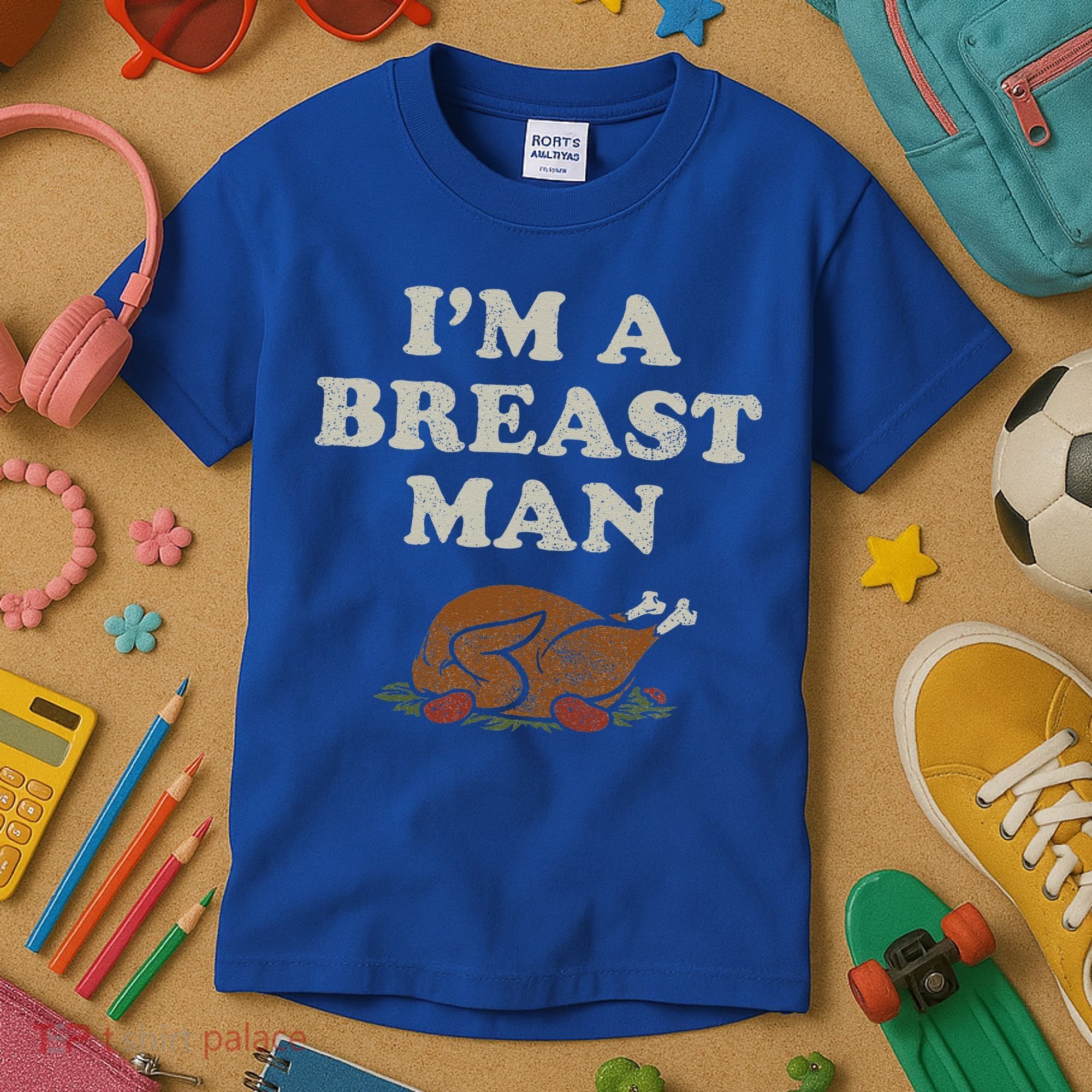 Funny Im A Breast Man Turkey Thanksgiving Kids T-Shirt