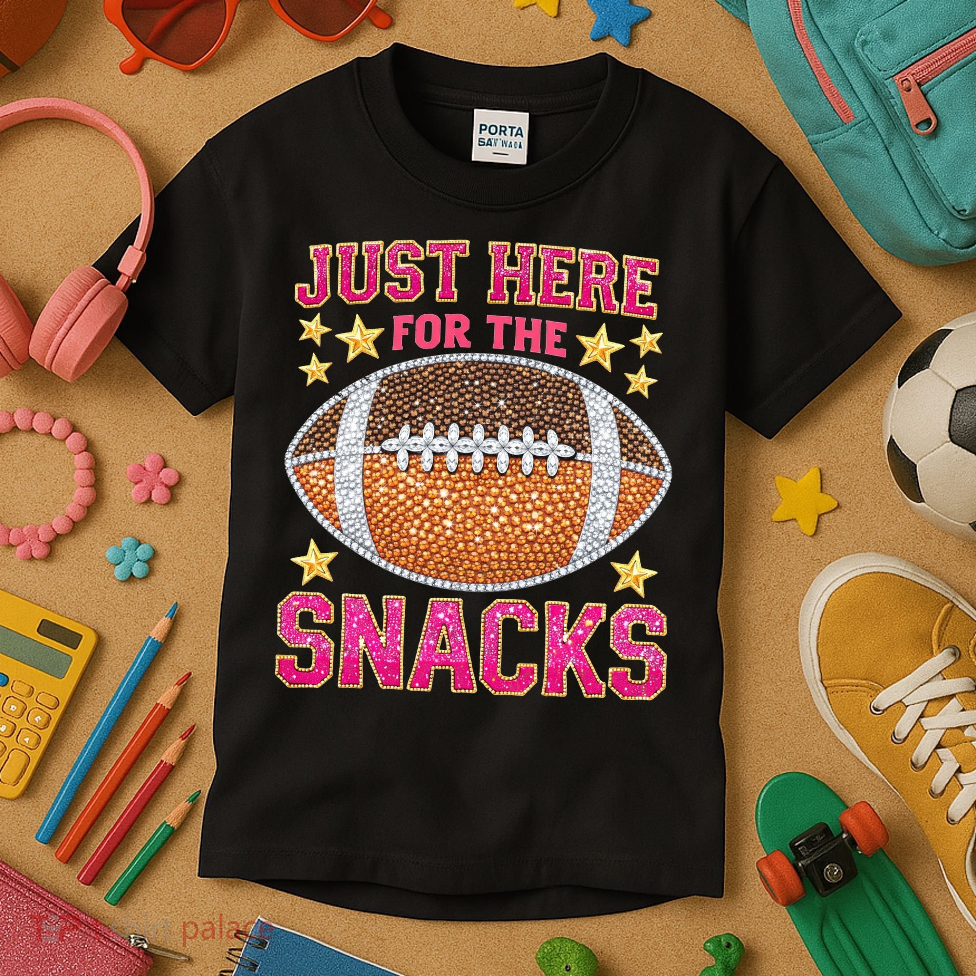 Football I Am Just For The Snacks Game Day Kids T-Shirt