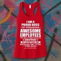 Funny I Am A Proud Boss Of Freaking Awesome Employees Gift Women's Tank Top thumb 3