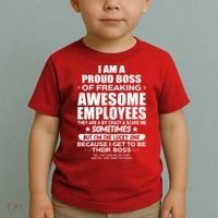 Funny I Am A Proud Boss Of Freaking Awesome Employees Gift Toddler T-Shirt thumb 2