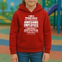 Funny I Am A Proud Boss Of Freaking Awesome Employees Gift Kids Hoodie thumb 3