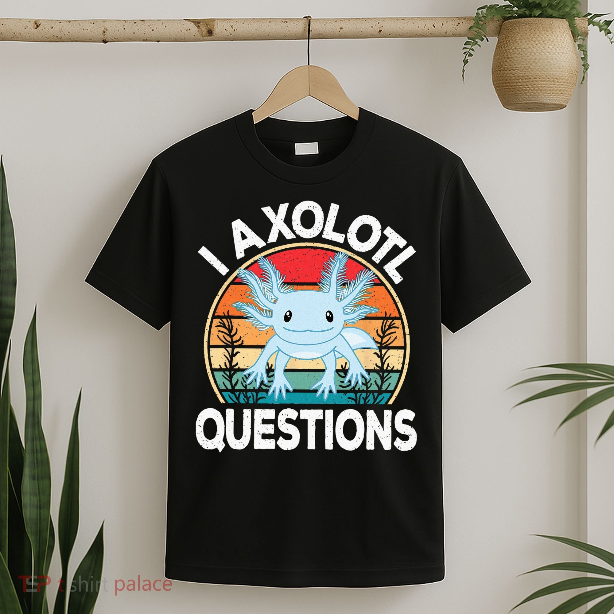 Funny I Axolotl Questions Cute Blue Axolotl Kawaii Retro T-Shirt