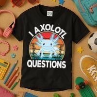 Funny I Axolotl Questions Cute Blue Axolotl Kawaii Retro Kids T-Shirt thumb 3