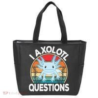 Funny I Axolotl Questions Cute Blue Axolotl Kawaii Retro Tote Bag thumb 0