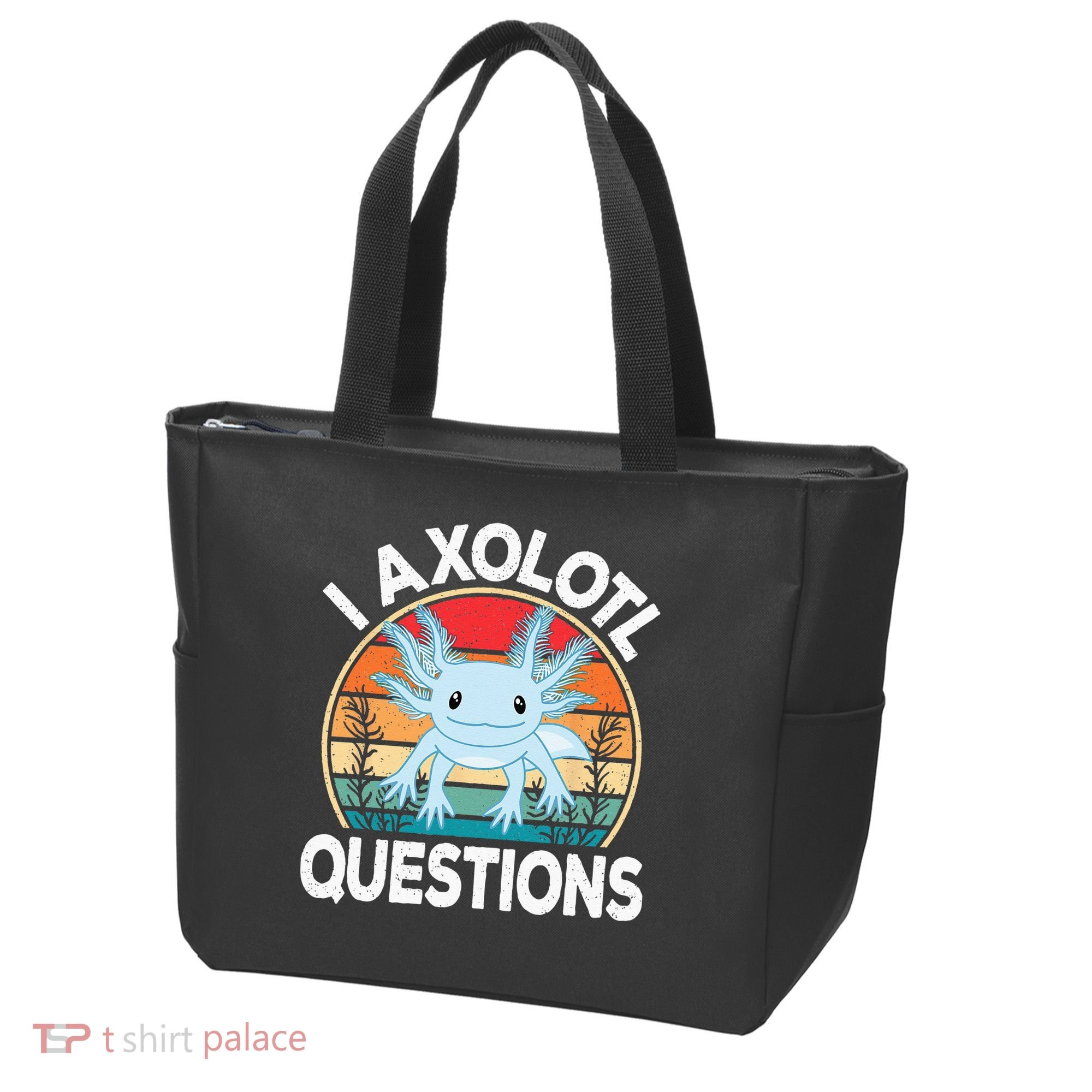 Funny I Axolotl Questions Cute Blue Axolotl Kawaii Retro Tote Bag