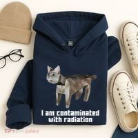 Funny I Am Contaminated With Radiation Ironic Cat Meme Hoodie thumb 4