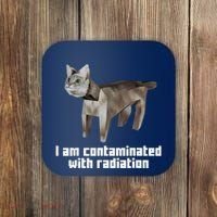 Funny I Am Contaminated With Radiation Ironic Cat Meme Coaster thumb 0