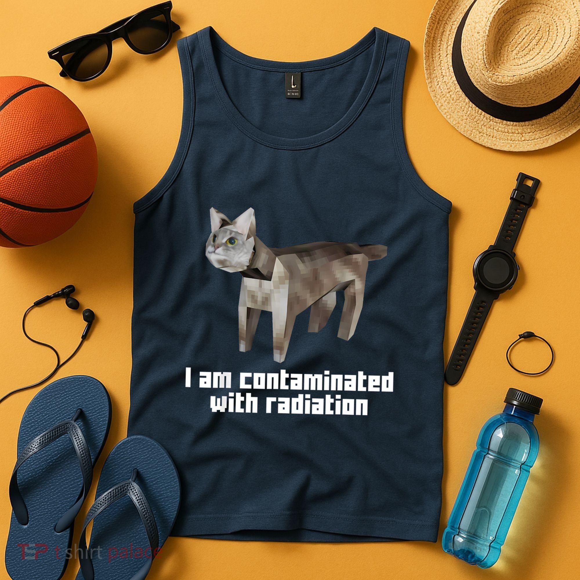 Funny I Am Contaminated With Radiation Ironic Cat Meme Tank Top