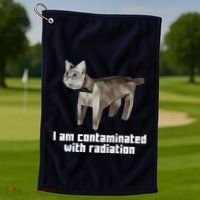 Funny I Am Contaminated With Radiation Ironic Cat Meme Golf Towel thumb 1