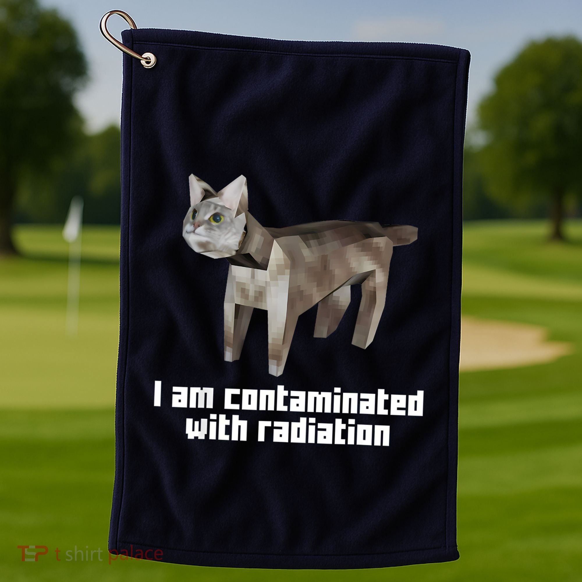 Funny I Am Contaminated With Radiation Ironic Cat Meme Golf Towel