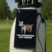 Funny I Am Contaminated With Radiation Ironic Cat Meme Golf Towel thumb 2