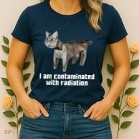 Funny I Am Contaminated With Radiation Ironic Cat Meme Women's T-Shirt thumb 2