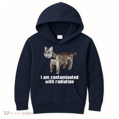 Funny I Am Contaminated With Radiation Ironic Cat Meme Kids Hoodie