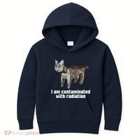 Funny I Am Contaminated With Radiation Ironic Cat Meme Kids Hoodie thumb 0