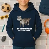 Funny I Am Contaminated With Radiation Ironic Cat Meme Kids Hoodie thumb 2