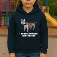 Funny I Am Contaminated With Radiation Ironic Cat Meme Kids Hoodie thumb 3