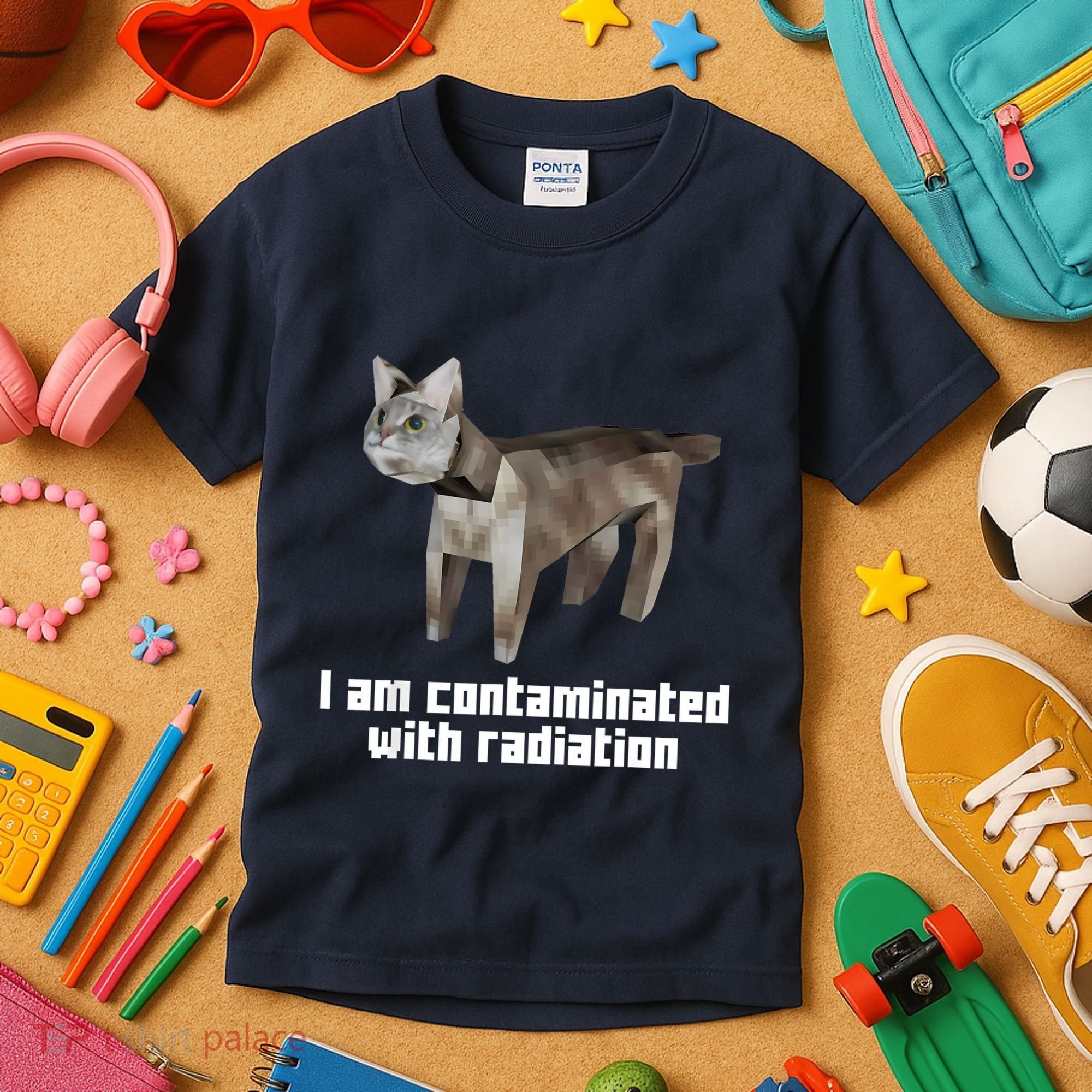 Funny I Am Contaminated With Radiation Ironic Cat Meme Kids T-Shirt