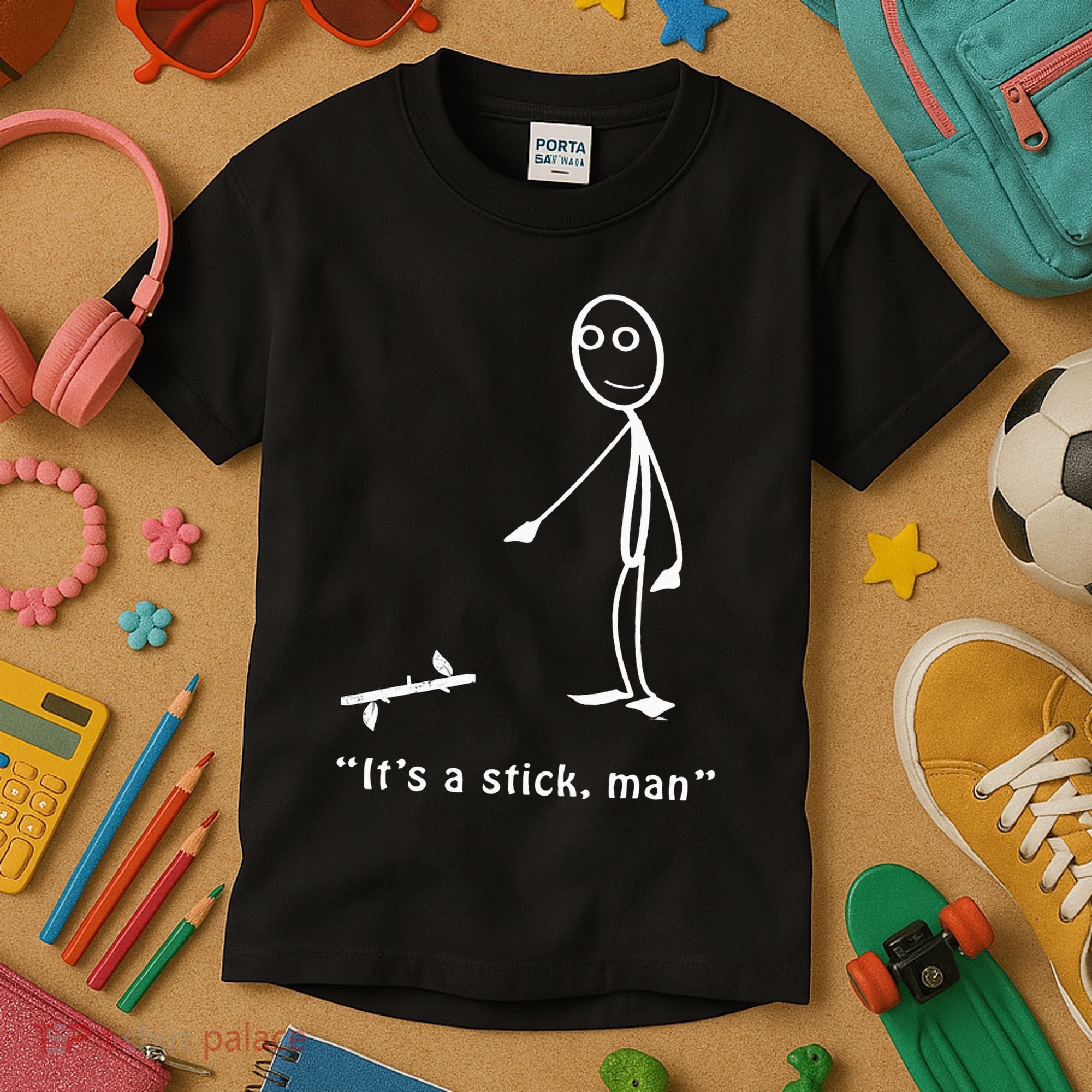 Funny ItS A Stick Man Stickman Costume Stick Figure Kids T-Shirt