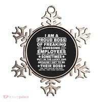 Funny I Am A Proud Boss Of Freaking Awesome Employees Boss Ornament thumb 0