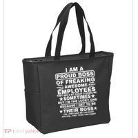 Funny I Am A Proud Boss Of Freaking Awesome Employees Boss Tote Bag thumb 2
