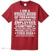 Funny I Am A Proud Boss Of Freaking Awesome Employees Boss T-Shirt thumb 0